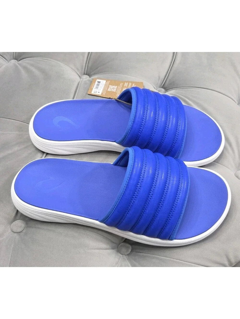 OluKai Komo Slide Blue Waterproof Comfort Sandals Flats Mens Shoes 13 New $99